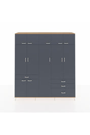 Hyperion Dolap 11 Raflı 4 Çekmeceli 2 Askılı 220x44x243 Çam-Antrasit/Antrasit