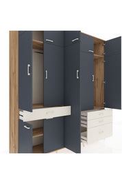 Hyperion Dolap 11 Raflı 4 Çekmeceli 2 Askılı 220x44x243 Çam-Antrasit/Aytaşı