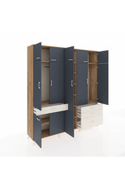 Hyperion Dolap 11 Raflı 4 Çekmeceli 2 Askılı 220x44x243 Çam-Antrasit/Aytaşı