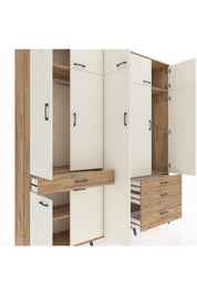 Hyperion Dolap 11 Raflı 4 Çekmeceli 2 Askılı 220x44x243 Çam-Aytaşı/Çam