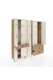 Hyperion Dolap 11 Raflı 4 Çekmeceli 2 Askılı 220x44x243 Çam-Aytaşı/Çam