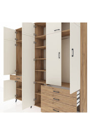 Hyperion Dolap 11 Raflı 4 Çekmeceli 2 Askılı 220x44x243 Çam-Aytaşı/Çam