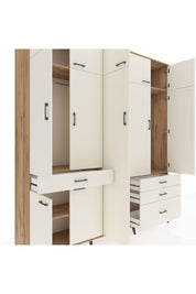Hyperion Dolap 11 Raflı 4 Çekmeceli 2 Askılı 220x44x243 Çam-Aytaşı/Aytaşı