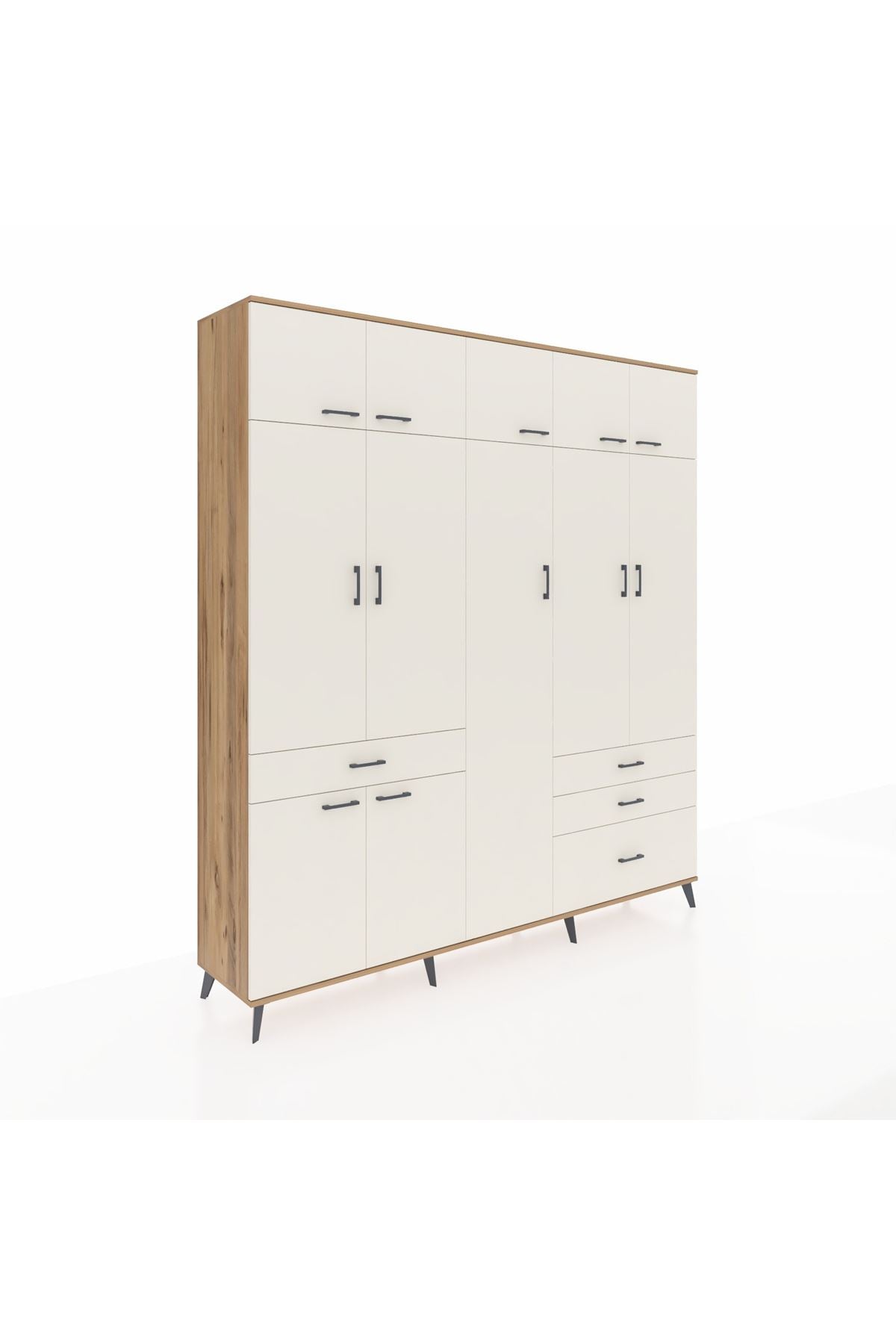 Hyperion Dolap 11 Raflı 4 Çekmeceli 2 Askılı 220x44x243 Çam-Aytaşı/Aytaşı