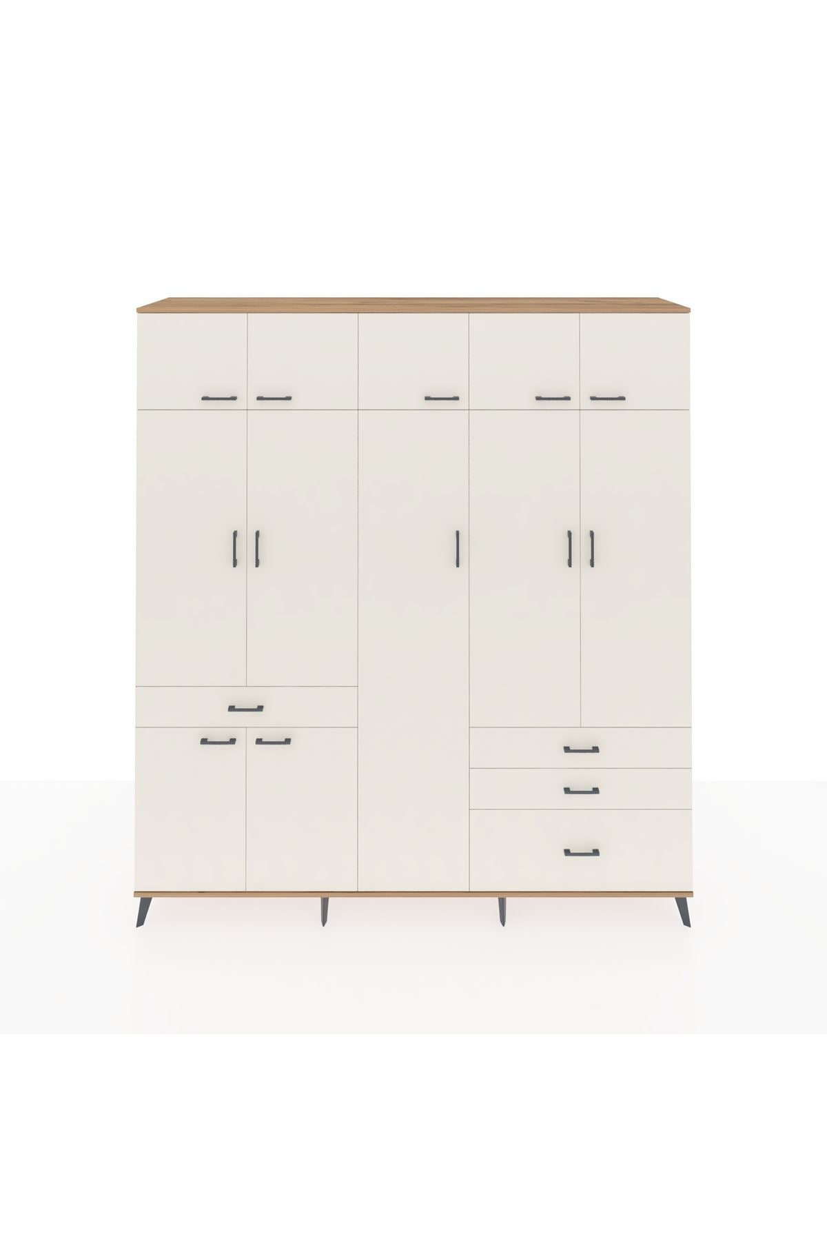 Hyperion Dolap 11 Raflı 4 Çekmeceli 2 Askılı 220x44x243 Çam-Aytaşı/Aytaşı