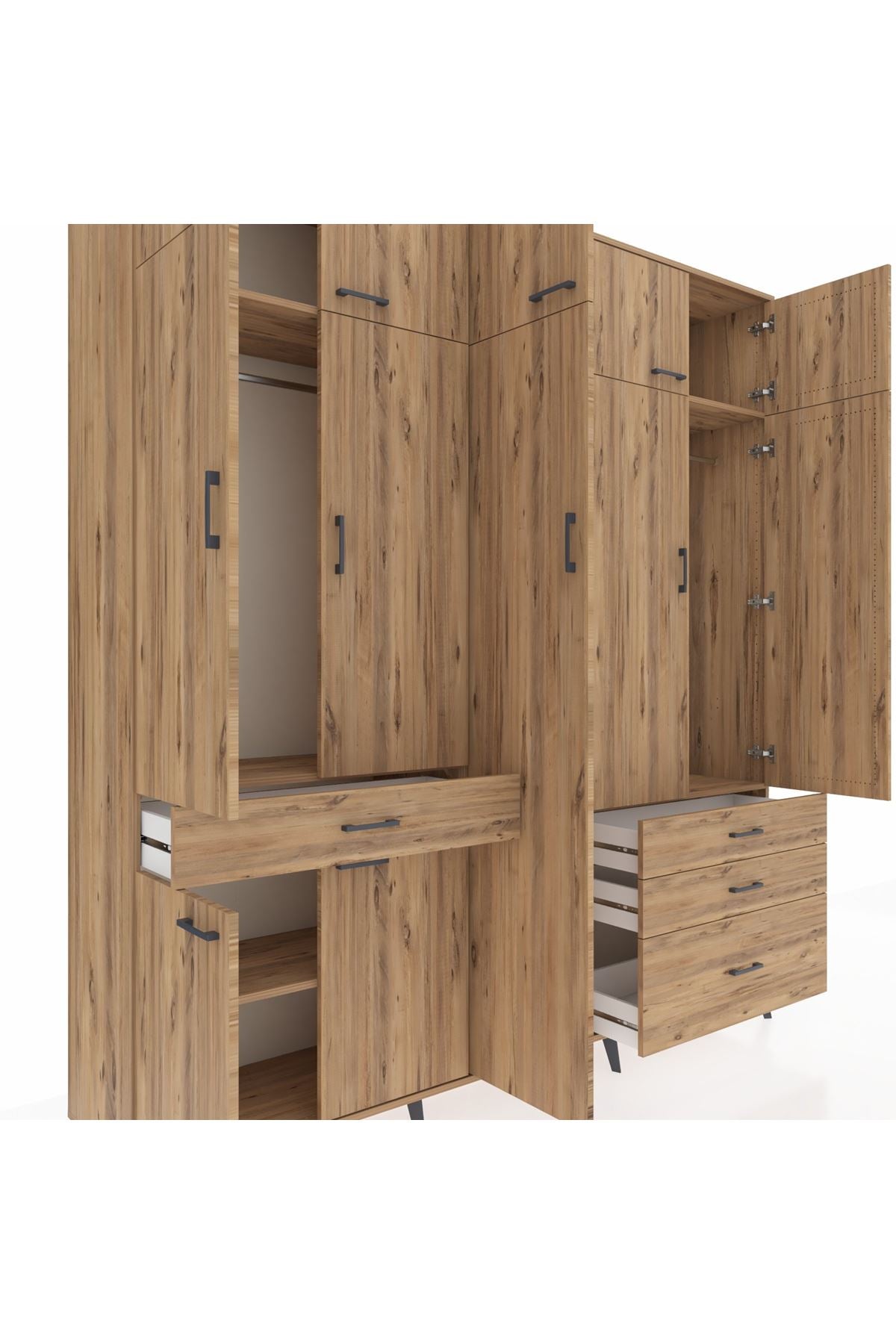 Hyperion Dolap 11 Raflı 4 Çekmeceli 2 Askılı 220x44x243 - S553M029V21B