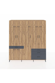 Hyperion Dolap 11 Raflı 4 Çekmeceli 2 Askılı 220x44x243 Çam-Çam/Antrasit