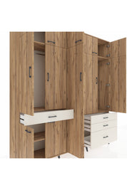 Hyperion Dolap 11 Raflı 4 Çekmeceli 2 Askılı 220x44x243 Çam-Çam/Aytaşı