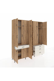 Hyperion Dolap 11 Raflı 4 Çekmeceli 2 Askılı 220x44x243 Çam-Çam/Aytaşı