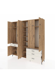 Hyperion Dolap 11 Raflı 4 Çekmeceli 2 Askılı 220x44x243 Çam-Çam/Aytaşı