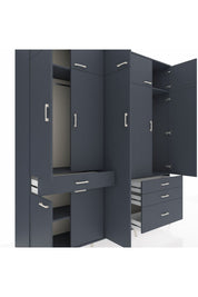 Hyperion Dolap 11 Raflı 4 Çekmeceli 2 Askılı 220x44x243 Antrasit-Antrasit/Antrasit