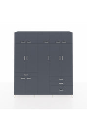 Hyperion Dolap 11 Raflı 4 Çekmeceli 2 Askılı 220x44x243 Antrasit-Antrasit/Antrasit