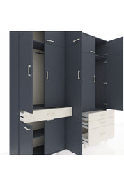 Hyperion Dolap 11 Raflı 4 Çekmeceli 2 Askılı 220x44x243 Antrasit-Antrasit/Aytaşı