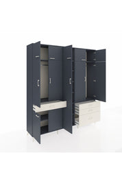 Hyperion Dolap 11 Raflı 4 Çekmeceli 2 Askılı 220x44x243 Antrasit-Antrasit/Aytaşı