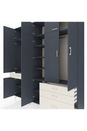Hyperion Dolap 11 Raflı 4 Çekmeceli 2 Askılı 220x44x243 Antrasit-Antrasit/Aytaşı