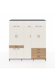 Hyperion Dolap 11 Raflı 4 Çekmeceli 2 Askılı 220x44x243 Antrasit-Aytaşı/Çam