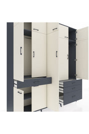 Hyperion Dolap 11 Raflı 4 Çekmeceli 2 Askılı 220x44x243 Antrasit-Aytaşı/Antrasit