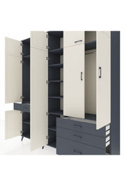 Hyperion Dolap 11 Raflı 4 Çekmeceli 2 Askılı 220x44x243 Antrasit-Aytaşı/Antrasit