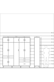 Hyperion Dolap 11 Raflı 4 Çekmeceli 2 Askılı 220x44x243 - S553M029V11B