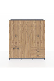 Hyperion Dolap 11 Raflı 4 Çekmeceli 2 Askılı 220x44x243 Antrasit-Çam/Çam