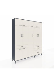 Hyperion Dolap 11 Raflı 4 Çekmeceli 2 Askılı 220x44x243 Antrasit-Aytaşı/Aytaşı