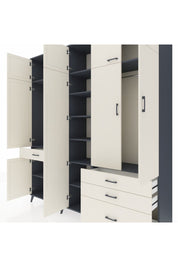 Hyperion Dolap 11 Raflı 4 Çekmeceli 2 Askılı 220x44x243 Antrasit-Aytaşı/Aytaşı