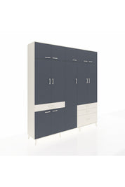 Hyperion Dolap 11 Raflı 4 Çekmeceli 2 Askılı 220x44x243 Aytaşı-Antrasit/Aytaşı