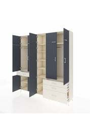 Hyperion Dolap 11 Raflı 4 Çekmeceli 2 Askılı 220x44x243 Aytaşı-Antrasit/Aytaşı