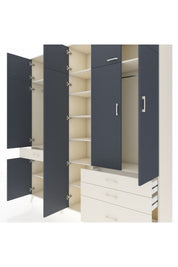 Hyperion Dolap 11 Raflı 4 Çekmeceli 2 Askılı 220x44x243 Aytaşı-Antrasit/Aytaşı