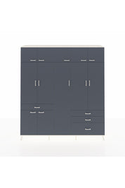 Hyperion Dolap 11 Raflı 4 Çekmeceli 2 Askılı 220x44x243 Aytaşı-Antrasit/Antrasit