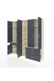 Hyperion Dolap 11 Raflı 4 Çekmeceli 2 Askılı 220x44x243 Aytaşı-Antrasit/Antrasit