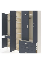 Hyperion Dolap 11 Raflı 4 Çekmeceli 2 Askılı 220x44x243 Aytaşı-Antrasit/Antrasit