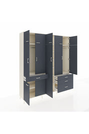 Hyperion Dolap 11 Raflı 4 Çekmeceli 2 Askılı 220x44x243 Aytaşı-Antrasit/Antrasit