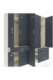 Hyperion Dolap 11 Raflı 4 Çekmeceli 2 Askılı 220x44x243 Aytaşı-Antrasit/Antrasit