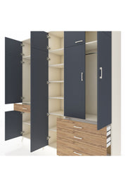 Hyperion Dolap 11 Raflı 4 Çekmeceli 2 Askılı 220x44x243 Aytaşı-Antrasit/Çam