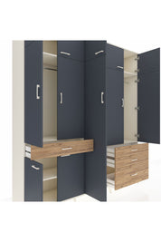 Hyperion Dolap 11 Raflı 4 Çekmeceli 2 Askılı 220x44x243 Aytaşı-Antrasit/Çam