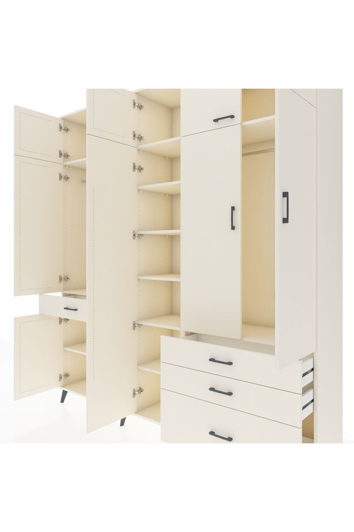 Hyperion Dolap 11 Raflı 4 Çekmeceli 2 Askılı 220x44x243 Aytaşı-Aytaşı/Aytaşı