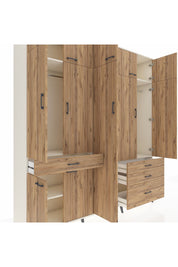 Hyperion Dolap 11 Raflı 4 Çekmeceli 2 Askılı 220x44x243 Aytaşı-Çam/Çam