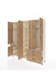 Hyperion Dolap 11 Raflı 4 Çekmeceli 2 Askılı 220x44x243 Aytaşı-Çam/Çam