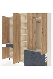 Hyperion Dolap 11 Raflı 4 Çekmeceli 2 Askılı 220x44x243 Aytaşı-Çam/Antrasit