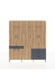 Hyperion Dolap 11 Raflı 4 Çekmeceli 2 Askılı 220x44x243 Aytaşı-Çam/Antrasit