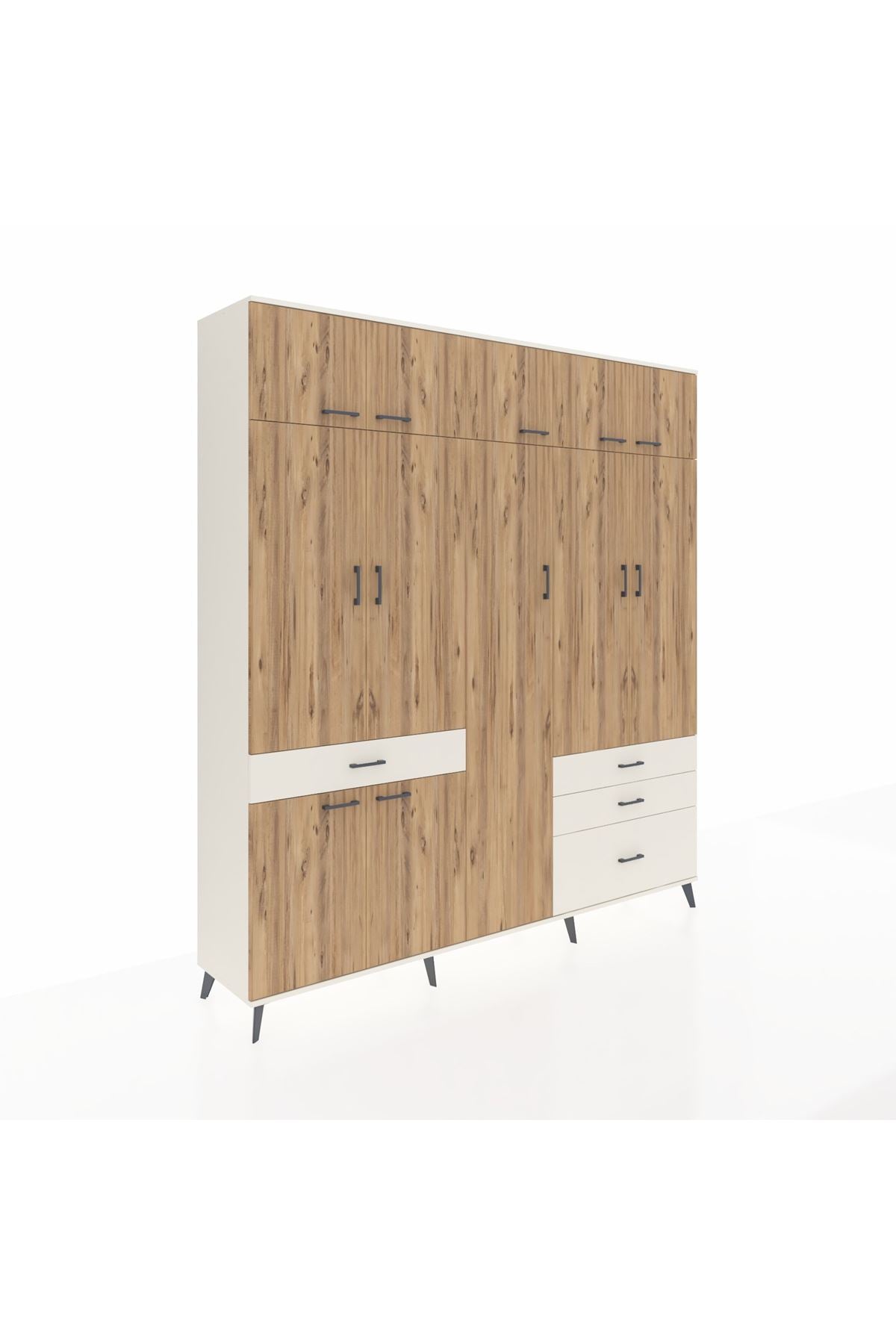 Hyperion Dolap 11 Raflı 4 Çekmeceli 2 Askılı 220x44x243 Aytaşı-Çam/Aytaşı