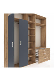 Hyperion Dolap 9 Raflı 3 Çekmeceli 2 Askılı 220x44x243 Çam-Antrasit/Çam