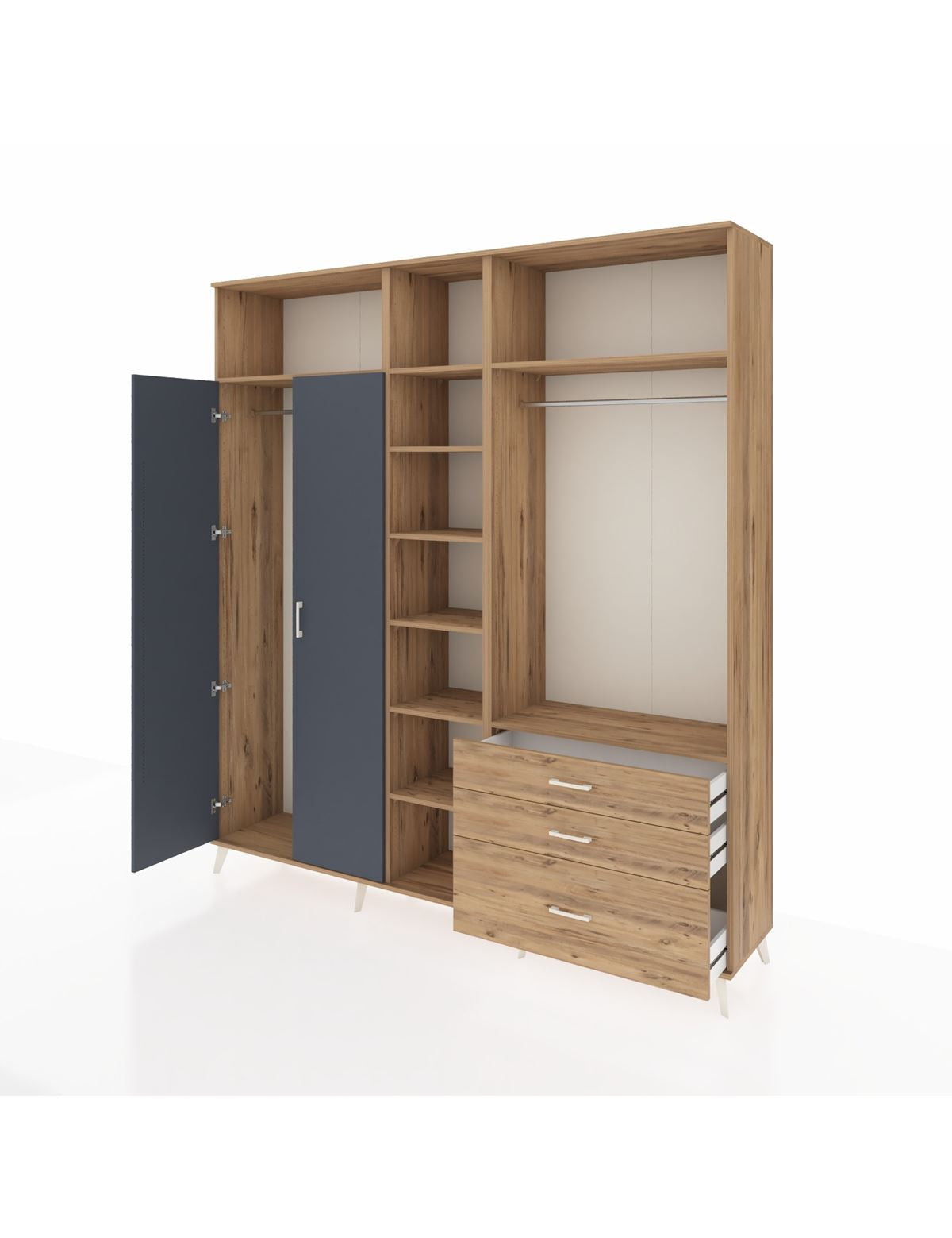 Hyperion Dolap 9 Raflı 3 Çekmeceli 2 Askılı 220x44x243 - S553M028V27B