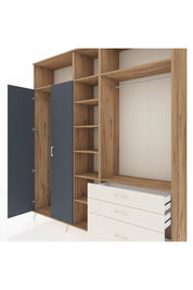 Hyperion Dolap 9 Raflı 3 Çekmeceli 2 Askılı 220x44x243 Çam-Antrasit/Aytaşı