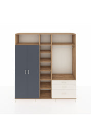 Hyperion Dolap 9 Raflı 3 Çekmeceli 2 Askılı 220x44x243 Çam-Antrasit/Aytaşı