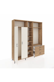Hyperion Dolap 9 Raflı 3 Çekmeceli 2 Askılı 220x44x243 Çam-Aytaşı/Çam