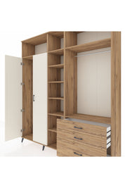 Hyperion Dolap 9 Raflı 3 Çekmeceli 2 Askılı 220x44x243 Çam-Aytaşı/Çam