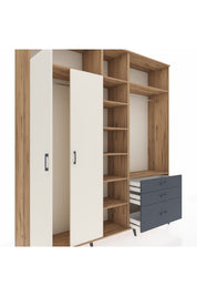 Hyperion Dolap 9 Raflı 3 Çekmeceli 2 Askılı 220x44x243 Çam-Aytaşı/Antrasit