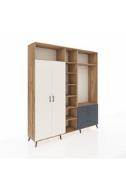 Hyperion Dolap 9 Raflı 3 Çekmeceli 2 Askılı 220x44x243 Çam-Aytaşı/Antrasit